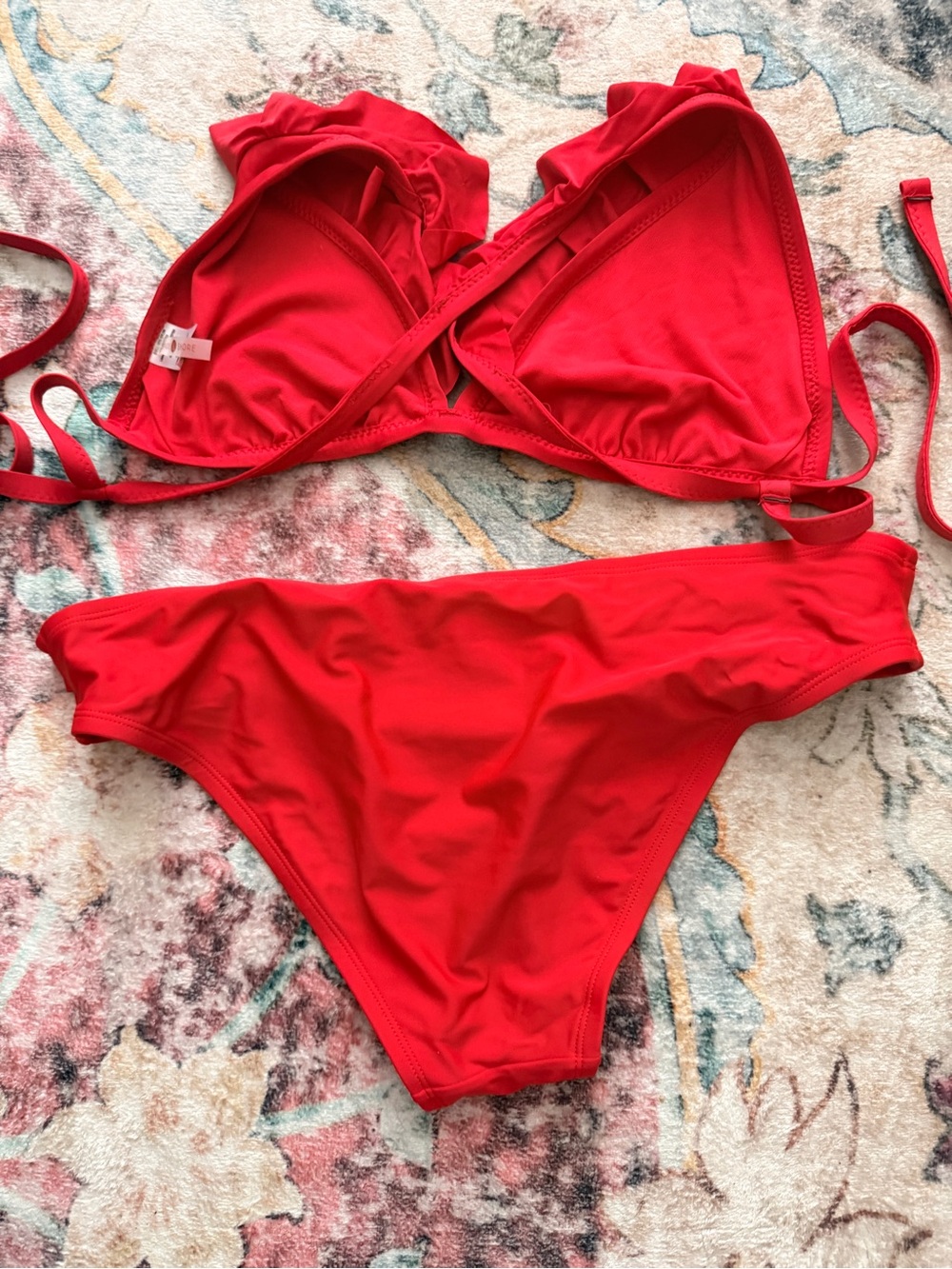 Shade & Shore Red Ruffle Triangle Bikini Set - Picture 2 of 4